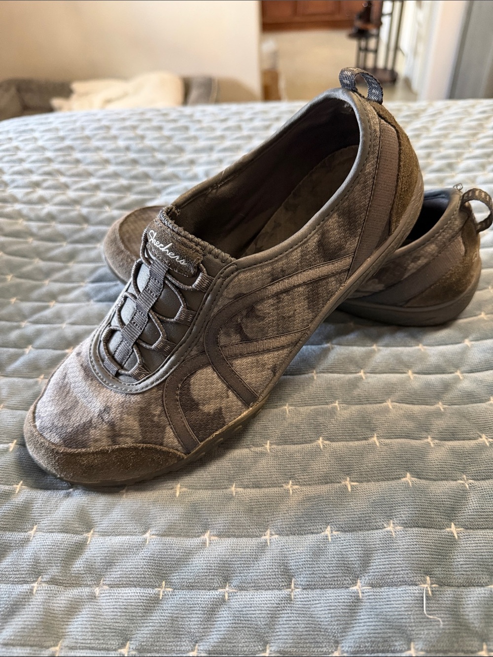 Skechers Women’s Slip-On Casual Sneaker in Charcoal Gray